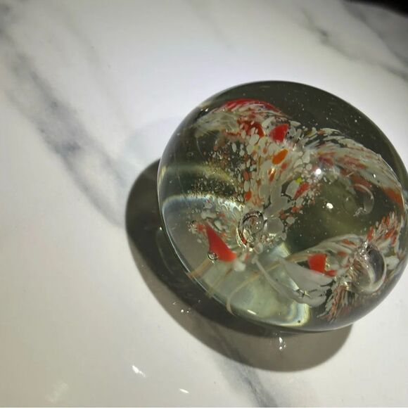 2/$20  Elegant Glass Art Paperweight with Red and White Swirls - Picture 8 of 9